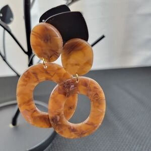 Shades of Brown Marble Tortoise Acrylic Post Earrings (#E6)